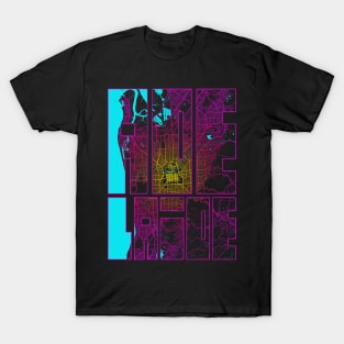 Adelaide, Australia City Map Typography - Neon T-Shirt